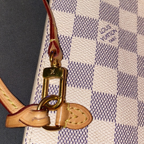 Louis Vuitton Neverfull MM removable pouch/clutch/wristlet Damier Azur material - Picture 3 of 14